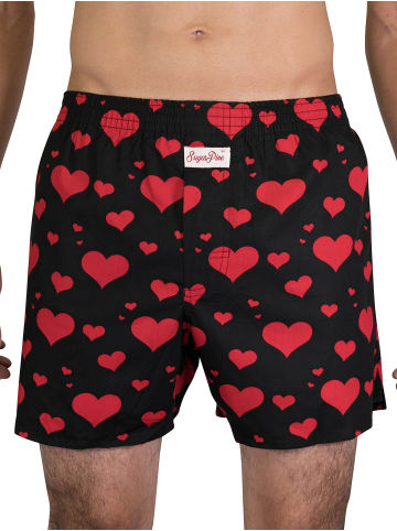 Sugar Pine Boxer Webboxershorts weit Motive Print in Herzen schwarz