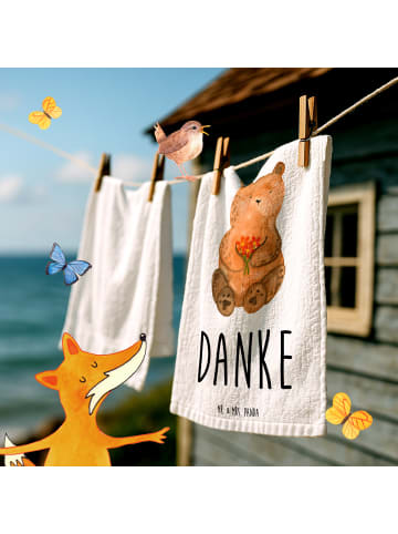 Mr. & Mrs. Panda Gästetuch Bär Dankbar mit Spruch in Weiß