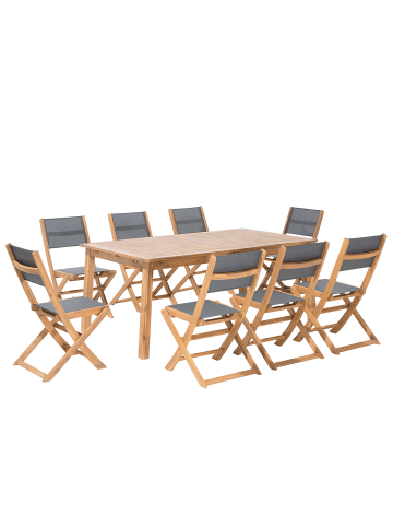 Beliani 9-tlg Gartentisch Set CESANA in Braun/Grau