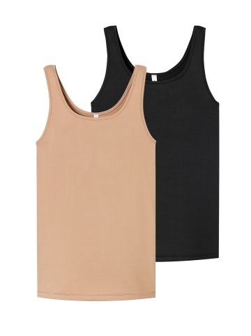 Schiesser Unterhemd Trägertop - Unique Micro in maple-schwarz
