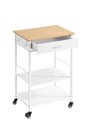 VASAGLE Küchenwagen Barnet in Beige-Weiß - (B)60 x (H)90 x (T)47 cm