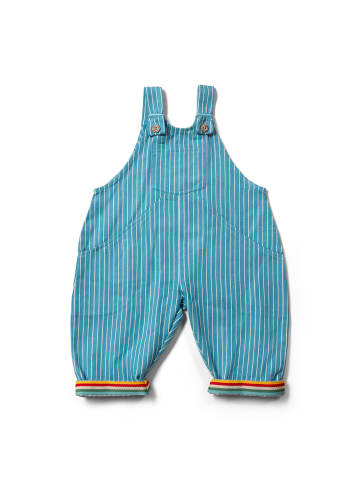 Little Green Radicals Gestreifte aufgerollte Latzhose in Blau