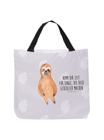 Mr. & Mrs. Panda Schultasche Faultier Zufrieden mit Spruch in Grau Pastell
