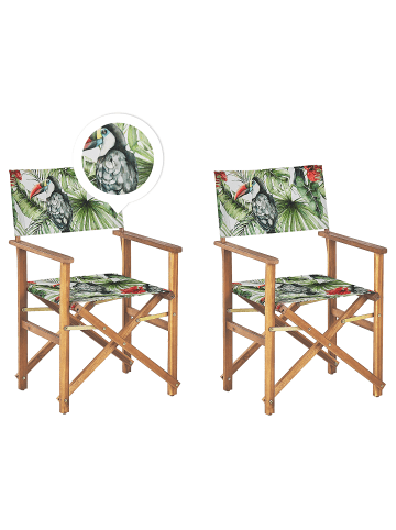 Beliani 2er-Set Gartenstuhl CINE in Grün/Bunt/Weiß