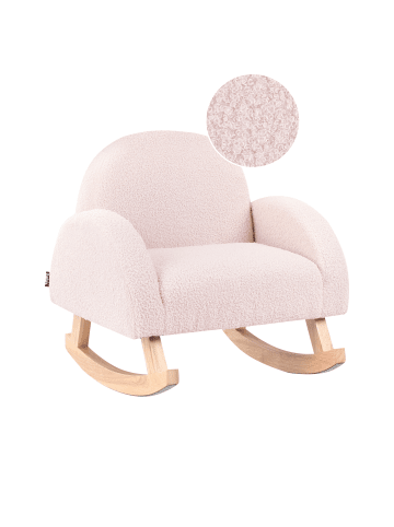 Beliani Kinderschaukelstuhl HUG in Rosa/Heller Holzfarbton - (W) 54 x (H) 53 x (L) 52 cm