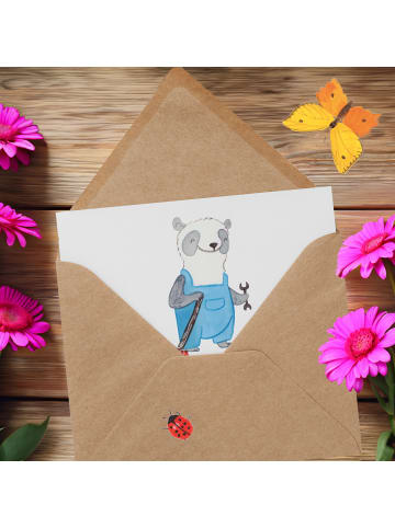 Mr. & Mrs. Panda Einladungskarte Hausmeister Leidenschaft mit Sp... in Weiß