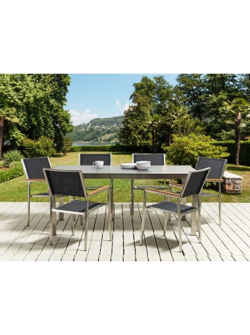 Beliani Gartentisch COSOLETO in Schwarz/Silber - (W) 90 x (H) 75 x (L) 180 cm