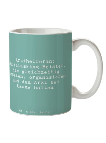 Mr. & Mrs. Panda Kaffeetasse Spruch Arzthelferin Meister mit Spruch in Meeresbrise