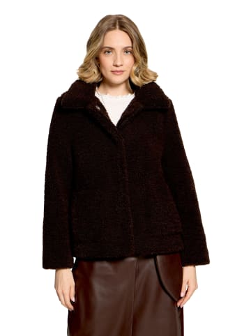 CARTOON Plüschjacke mit Kragen in Dunkelbraun