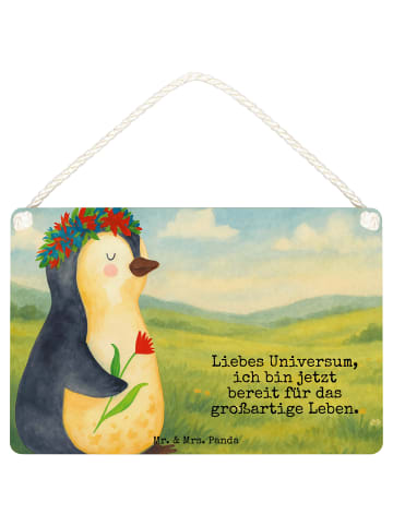 Mr. & Mrs. Panda Deko Schild Pinguin Blumen Design mit Spruch in Weiß