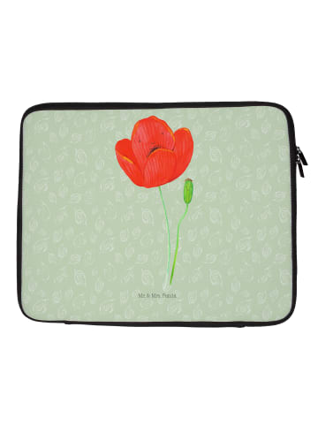 Mr. & Mrs. Panda Laptop Tasche Blume Mohnblume ohne Spruch in Blattgrün