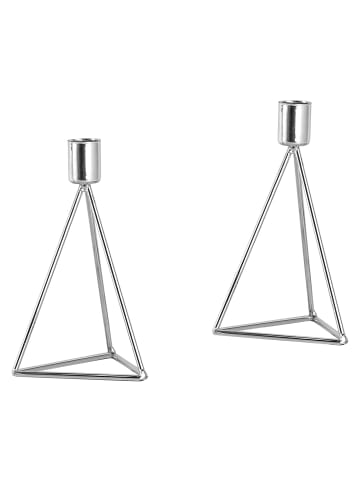 Echtwerk 2 er-Set Teelicht-/ Kerzenhalter Modern Small in Silber