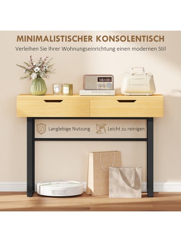 HOMCOM Konsolentisch in Naturholz 110L x 35B x 76,5H cm
