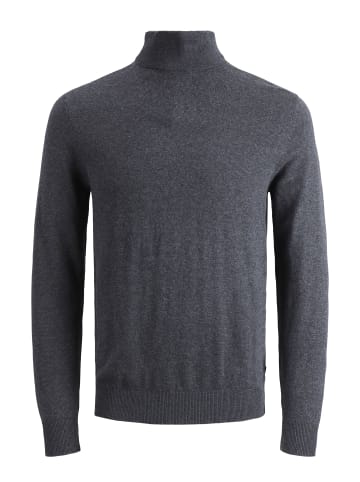 JACK & JONES Junior Strickjacke mit Viertelreißverschluss in Dark Grey Melange