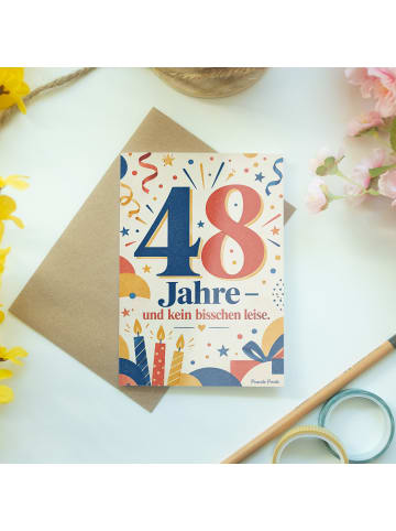 Geburtstagskarte 48. Geburtstag Zahl stilvoll D... in Weiß