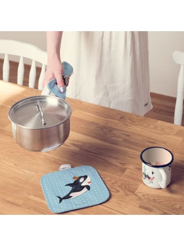 Mr. & Mrs. Panda Topflappen Orca Zylinder ohne Spruch in Blau Pastell