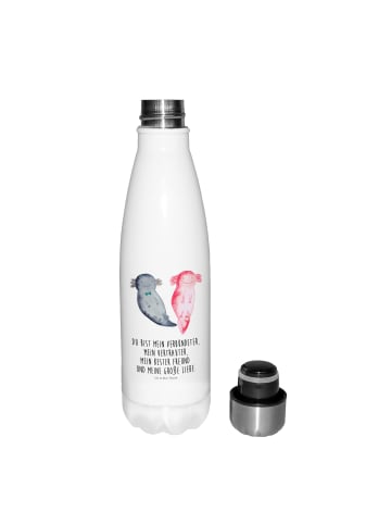 Mr. & Mrs. Panda Trinkflasche Axolotl Freundin mit Spruch in Weiß