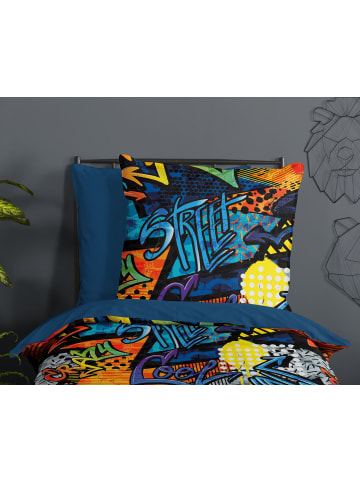 JACK 2 tlg. Mikrofaser Bettwäsche 135x200cm Graffiti Street Style in Bunt