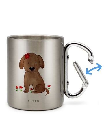 Mr. & Mrs. Panda Edelstahltasse Hund Dame ohne Spruch in Silber
