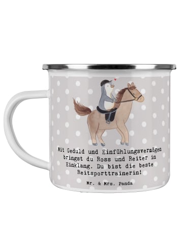 Mr. & Mrs. Panda Kaffeebecher Reitsport Trainerin Harmonie mit S... in Grau Pastell