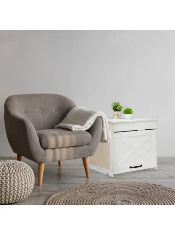 relaxdays Katzenschrank in Weiß/ Grau - (B)60 x (H)53,5 x (T)51,5 cm