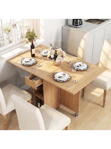 COSTWAY Esstisch klappbar 120 x 72 x 75 cm in Hellbraun