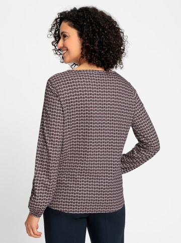 WITT WEIDEN Langarmshirt in burgund-anthrazit-bedruckt