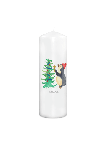 Mr. & Mrs. Panda Weihnachtskerze Pinguin Weihnachtsbaum ohne Spruch in Weiß