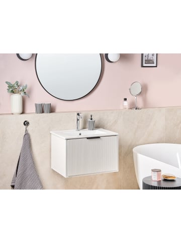 Beliani Badezimmerschrank mit Waschbecken TILCARA in Weiß/Schwarz