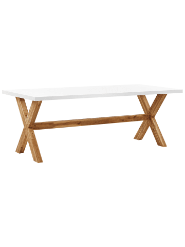Beliani Esstisch OLBIA in Weiß/Braun - (W) 100 x (H) 75 x (L) 200 cm