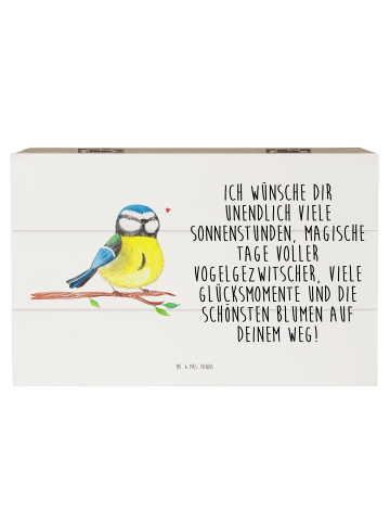 Mr. & Mrs. Panda Aufbewahrungsbox Vogel Blaumeise mit Spruch in Weiß