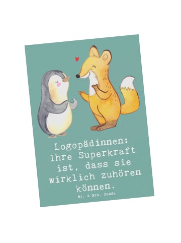 Mr. & Mrs. Panda Wanddeko Logopädin Superkraft mit Spruch in Meeresbrise