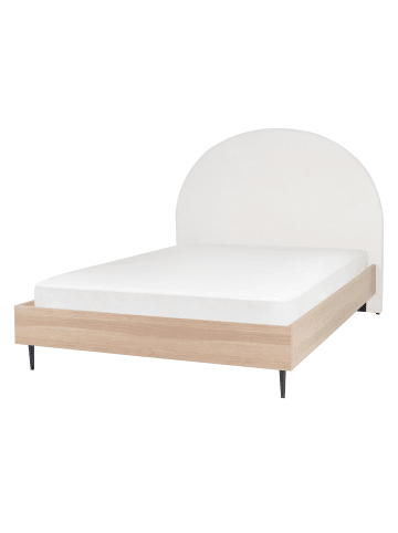 Beliani Doppelbett MILLAY in Weiß/Schwarz/Braun - (W) 156 x (H) 130 x (L) 211 cm