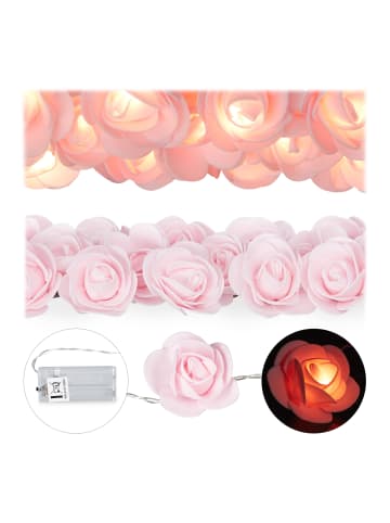 relaxdays 2x Rosenlichterkette in Rosa - (L)3,3 m