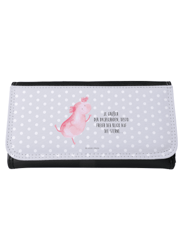 Mr. & Mrs. Panda Portemonnaie für Damen Axolotl Tanzen mit Spruch in Grau Pastell