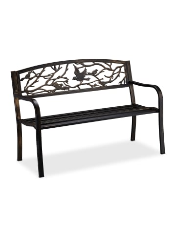 relaxdays Gartenbank 2 Sitzer in Schwarz-Bronze