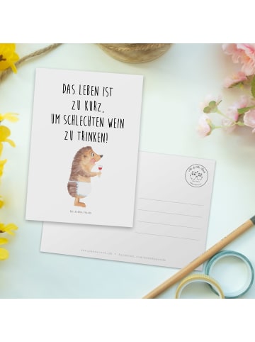 Mr. & Mrs. Panda Grußkarte Igel Wein mit Spruch in Weiß