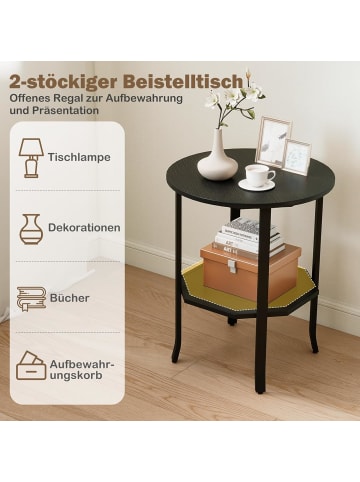 COSTWAY Beistelltisch 2-stufig in Schwarz