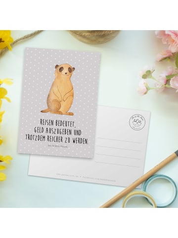 Mr. & Mrs. Panda Fotokarte Erdmännchen mit Spruch in Grau Pastell