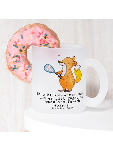 Mr. & Mrs. Panda Teetasse Fuchs Squash spielen mit Spruch in Transparent