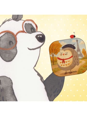 Mr. & Mrs. Panda Holzuntersetzer Eule Frankreich Design ohne Spruch in Weiß