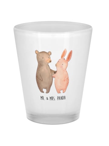 Mr. & Mrs. Panda Schnapsglas Bär und Hase Umarmen ohne Spruch in Transparent
