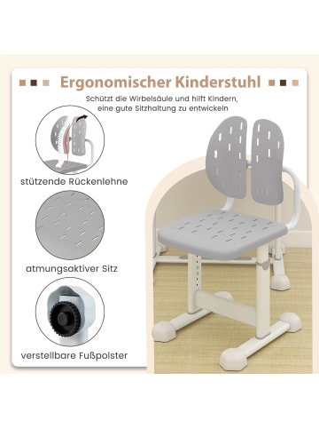 COSTWAY Schreibtisch Kinder mit Stuhl in Grau