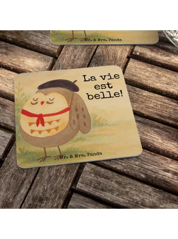 Mr. & Mrs. Panda Tischuntersetzer Eule Frankreich Design mit Spruch in Weiß