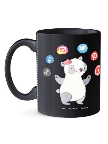 Mr. & Mrs. Panda Kaffeetasse Social Media Managerin Herz ohne Sp... in Schwarz