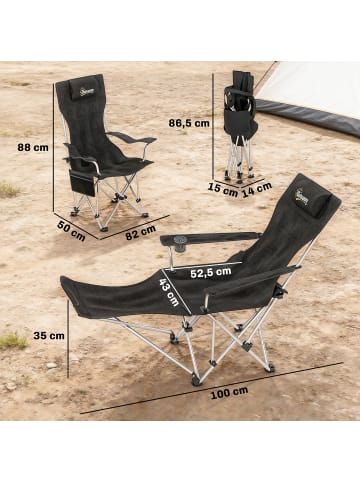 Outsunny Campingstuhl Set,125cm x 48cm x 90cm,schwarz