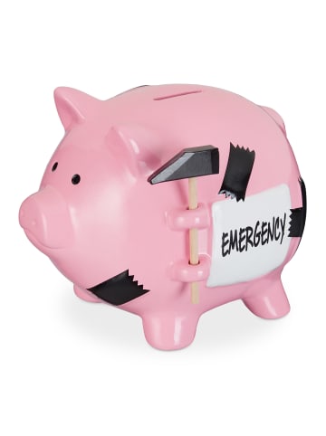 relaxdays 2 x Sparschwein in Rosa - (B)15,5 x (H)14,5 x (T)20 cm