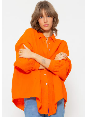 SASSYCLASSY Ultra Oversize Musselin-Blusenhemd lange Variante in Orange