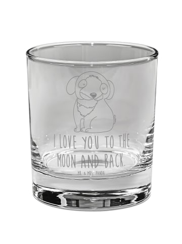 Mr. & Mrs. Panda Whiskey Glas Hund Entspannen mit Spruch in Transparent