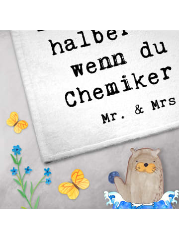 Mr. & Mrs. Panda Gästehandtuch Chemiker Herz mit Spruch in Weiß